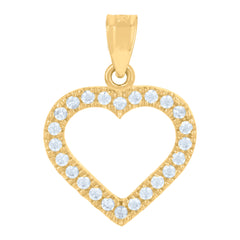 14Kt Yellow Gold Womens Cz Heart Ht:18.9Mm Pendant Charm