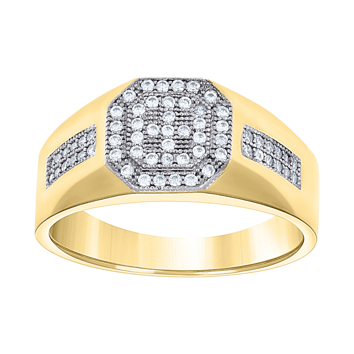 14Kt Two-Tone Gold Mens Cubic Zirconia Cluster Engagement Ring