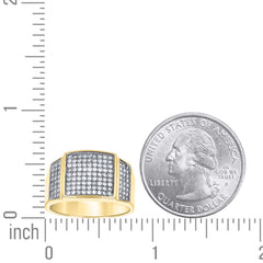 14kt Two-tone Gold Mens Cubic Zirconia Cluster Square Head Ring