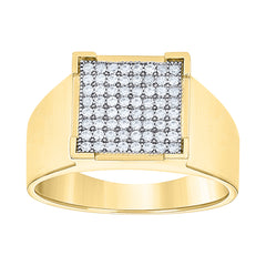 14Kt Two-Tone Gold Mens Cubic Zirconia Cluster Square Head Engagement Ring