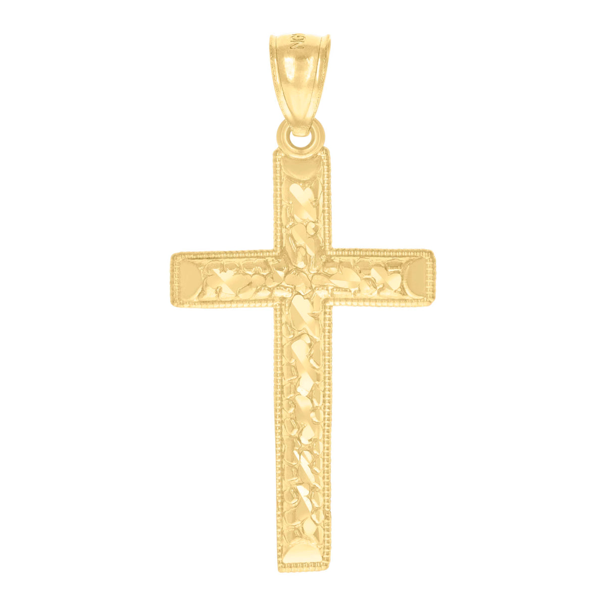 14Kt Yellow Gold Womens Diamond-Cut Textured Cross Religious Charm Pendant