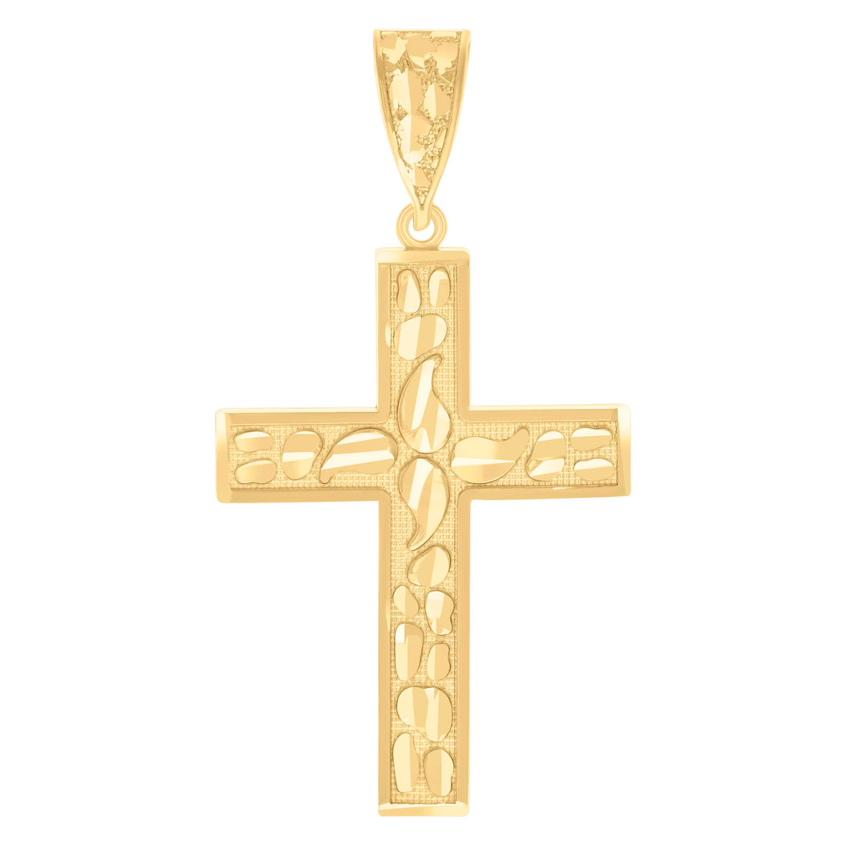 †14Kt Yellow Gold Womens Nugget Cross Ht:52.2Mm Religious Pendant Charm