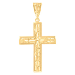 †14Kt Yellow Gold Womens Nugget Cross Ht:52.2Mm Religious Pendant Charm