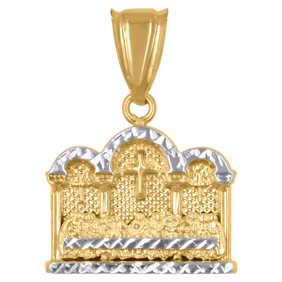 10kt Yellow Gold Diamond-Cut Nugget Mens Ankh Cross Religious Charm Pendant