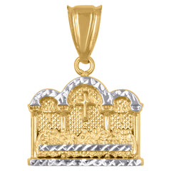 10kt Yellow Gold Diamond-Cut Nugget Mens Ankh Cross Religious Charm Pendant