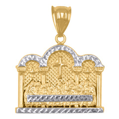 10kt Yellow Gold Diamond-Cut Nugget Mens Cross Angel Wings Religious Charm Pendant