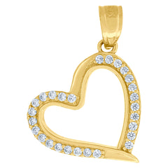 10kt Yellow Gold Womens Cubic Zirconia Cubic-Zirconia Open Heart Love Charm Pendant
