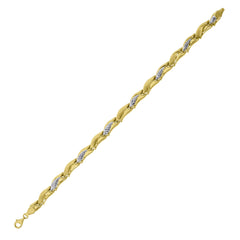 10kt Two-Tone Gold Womens Fish Motif Link Bracelet Size 8 Inches