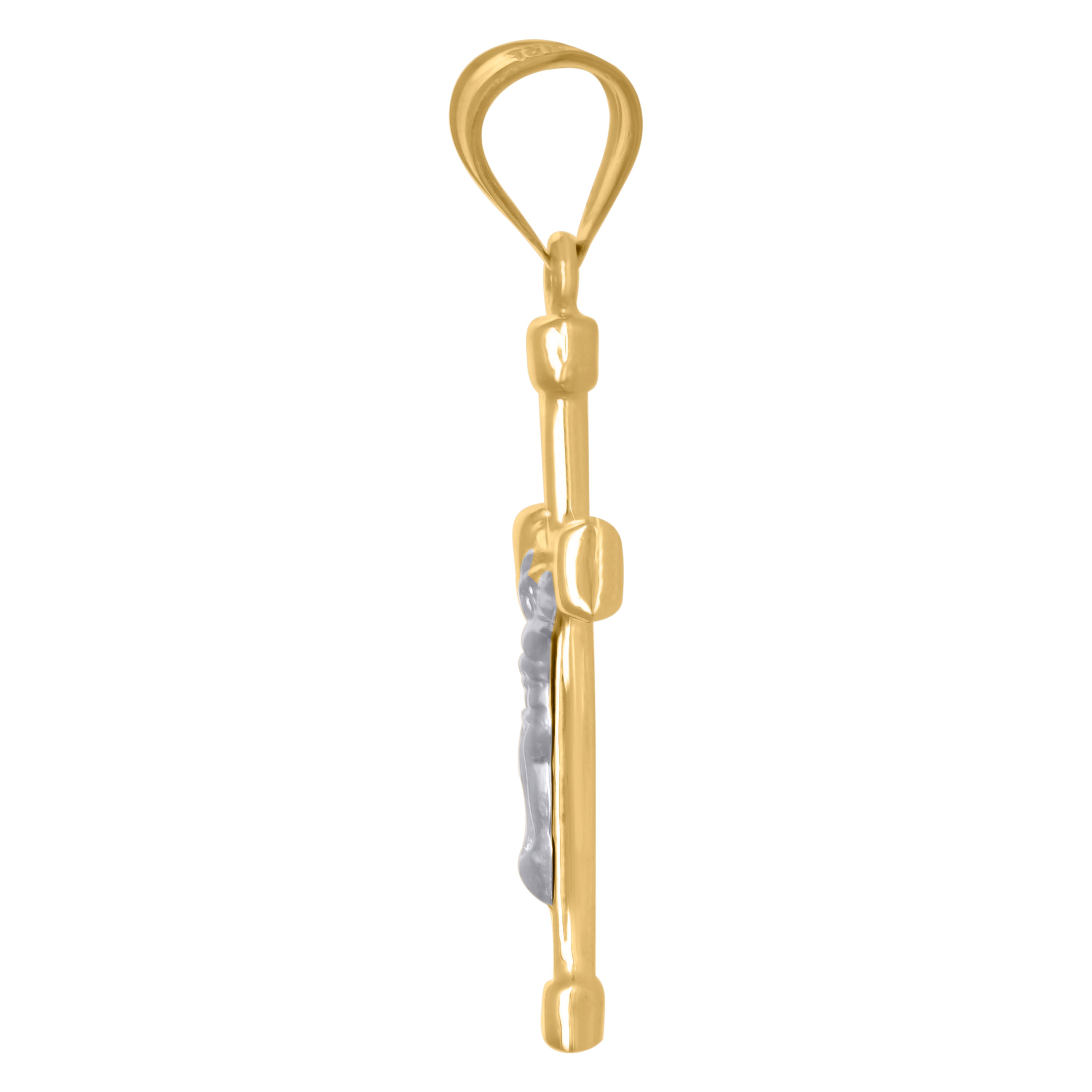 10kt Two-tone Gold Unisex Cross Religious Charm Pendant