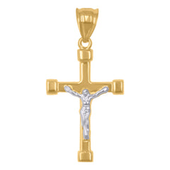 10kt Two-tone Gold Unisex Cross Religious Charm Pendant