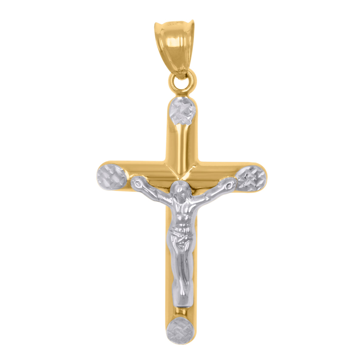 10kt Two-Tone Gold Unisex Inri Crucifix Cross Religious Charm Pendant