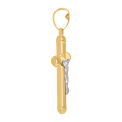 10Kt Two-Tone Gold Unisex Cubic-Zirconia Crucifix Cross Religious Charm Pendant