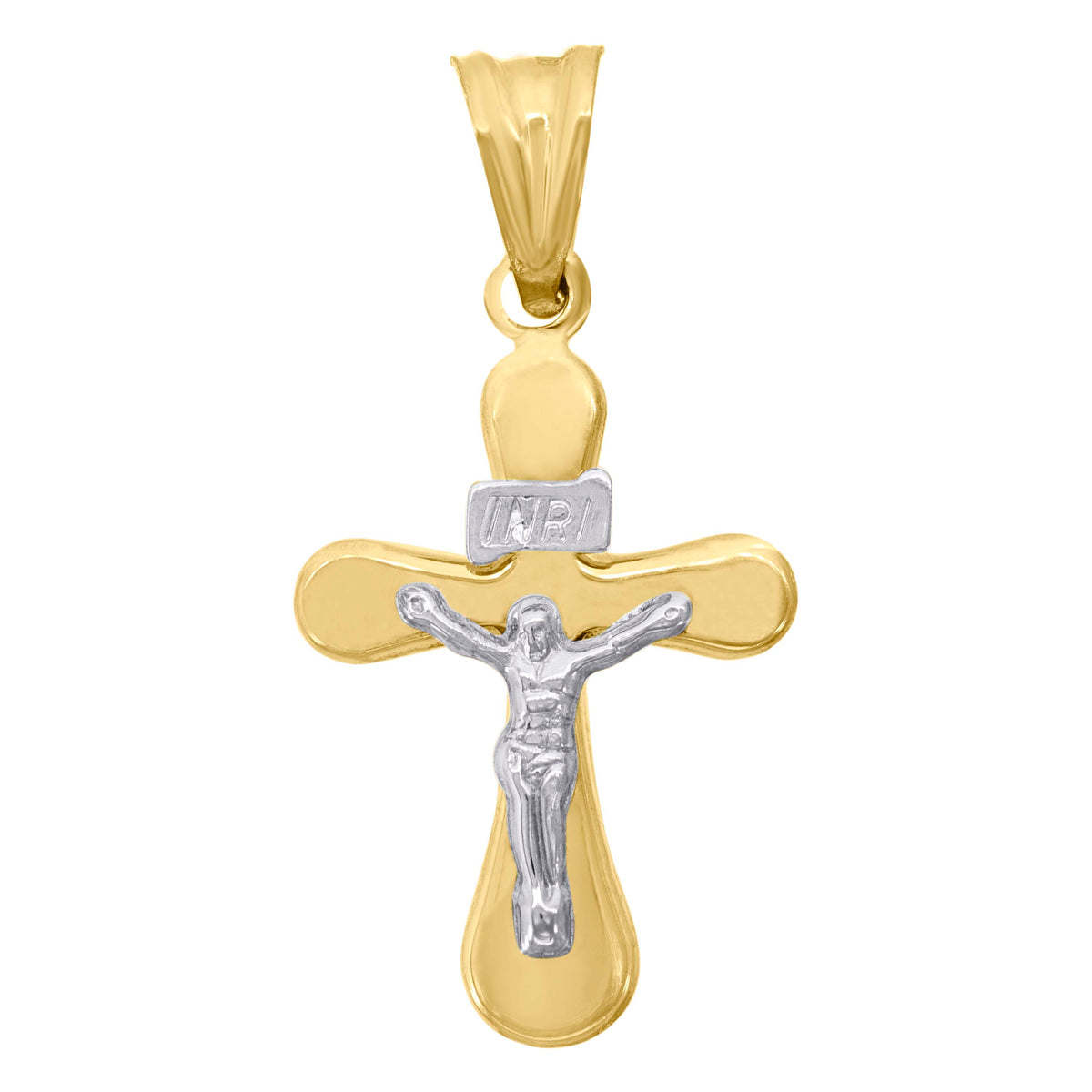 10kt Gold Two-Tone Unisex Cross Crucifix Religious Charm Pendant