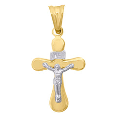 10kt Gold Two-Tone Unisex Cross Crucifix Religious Charm Pendant