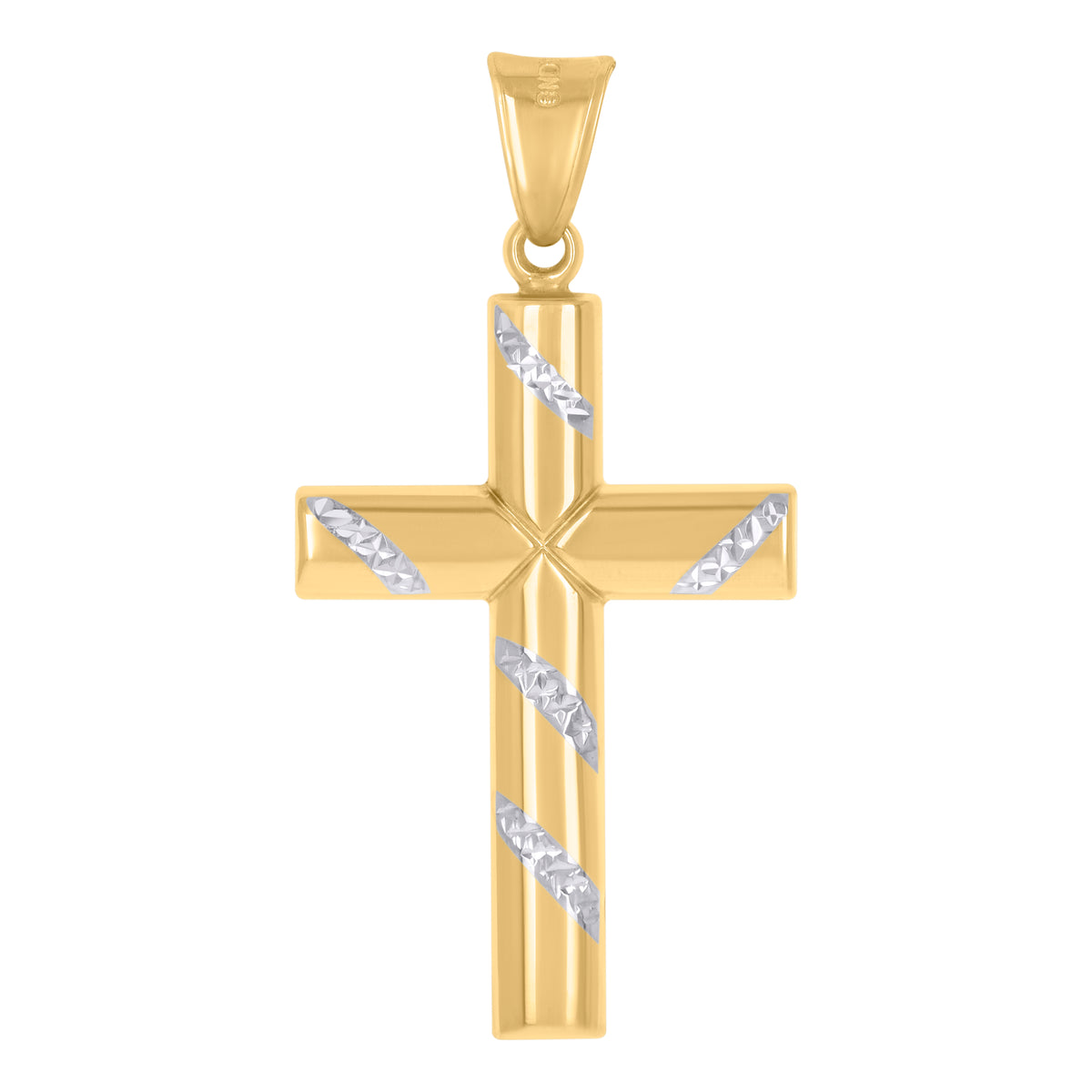 10kt Two-Tone Gold Unisex Diamond-Cut Initial I Charm Pendant