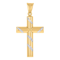 10kt Two-Tone Gold Unisex Diamond-Cut Initial I Charm Pendant