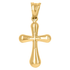 10Kt Two-Tone Gold Unisex Cubic-Zirconia Crucifix Cross Religious Charm Pendant