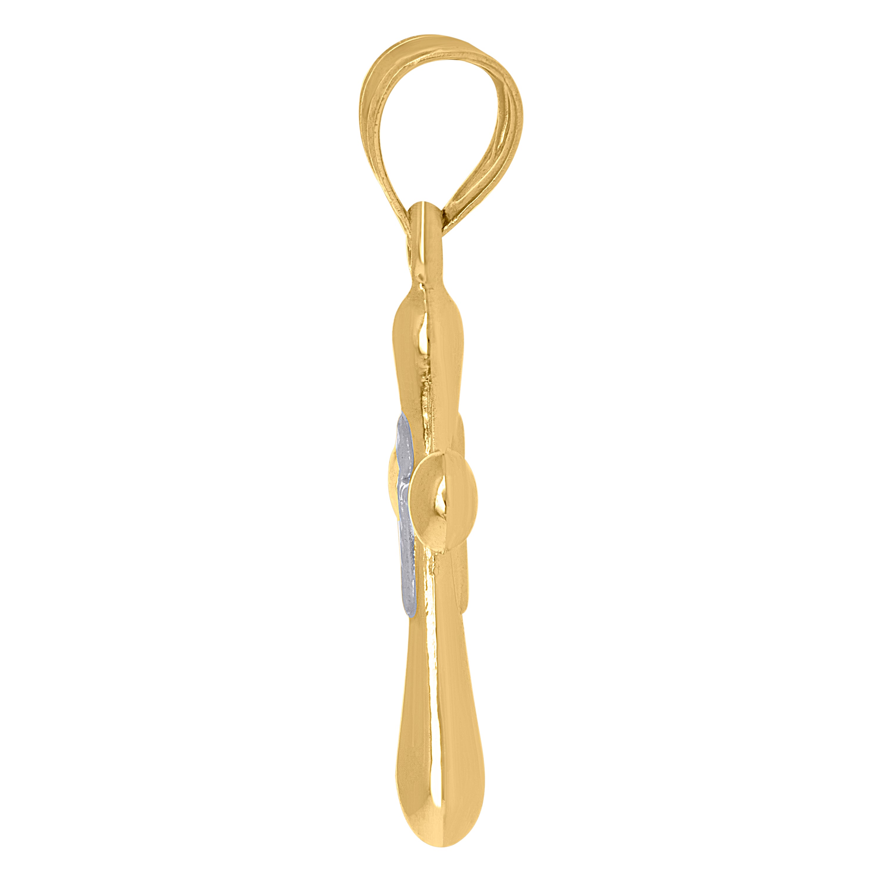 10Kt Two-Tone Gold Unisex Cubic-Zirconia Crucifix Cross Religious Charm Pendant