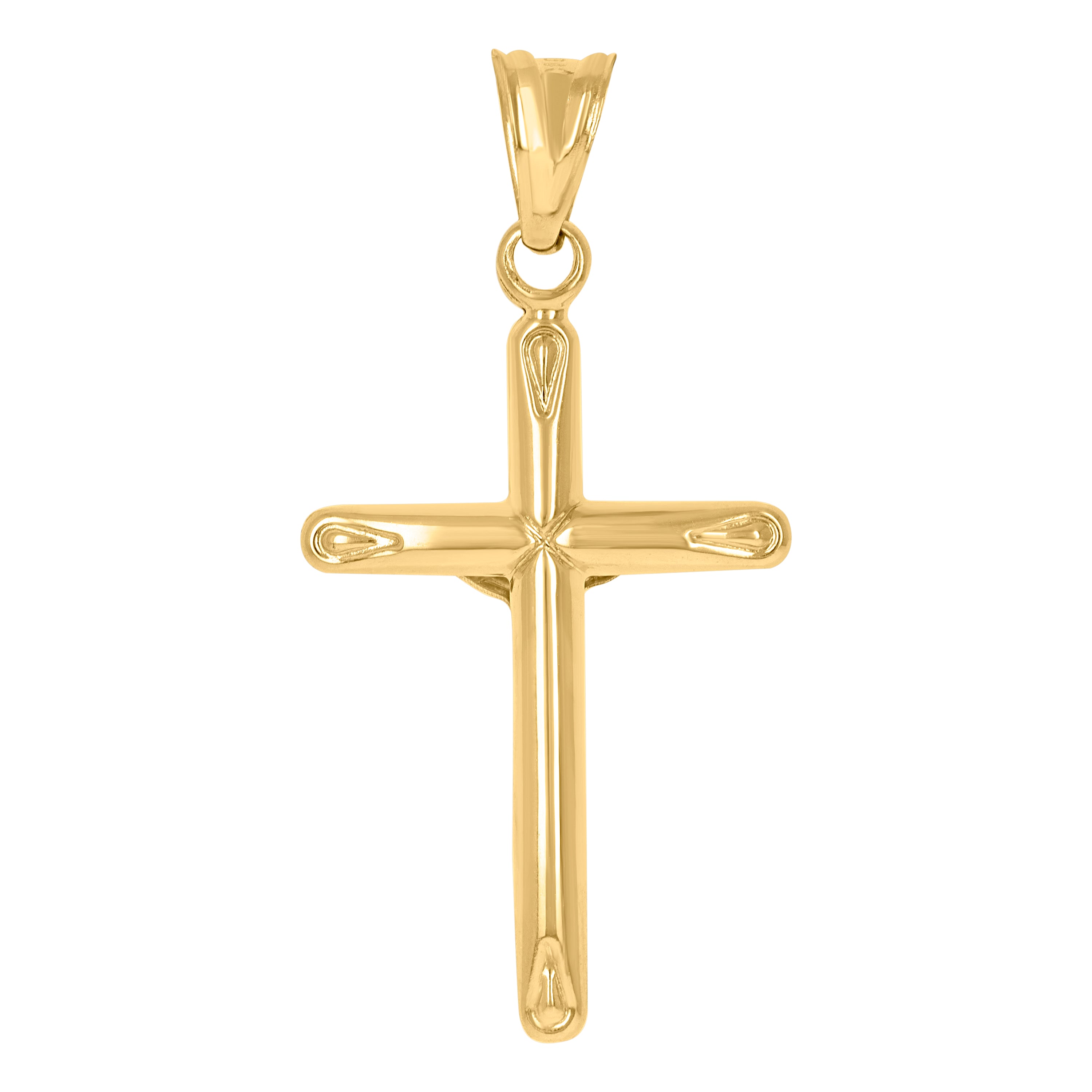 10Kt Two-Tone Gold Unisex Cubic-Zirconia Crucifix Cross Religious Charm Pendant
