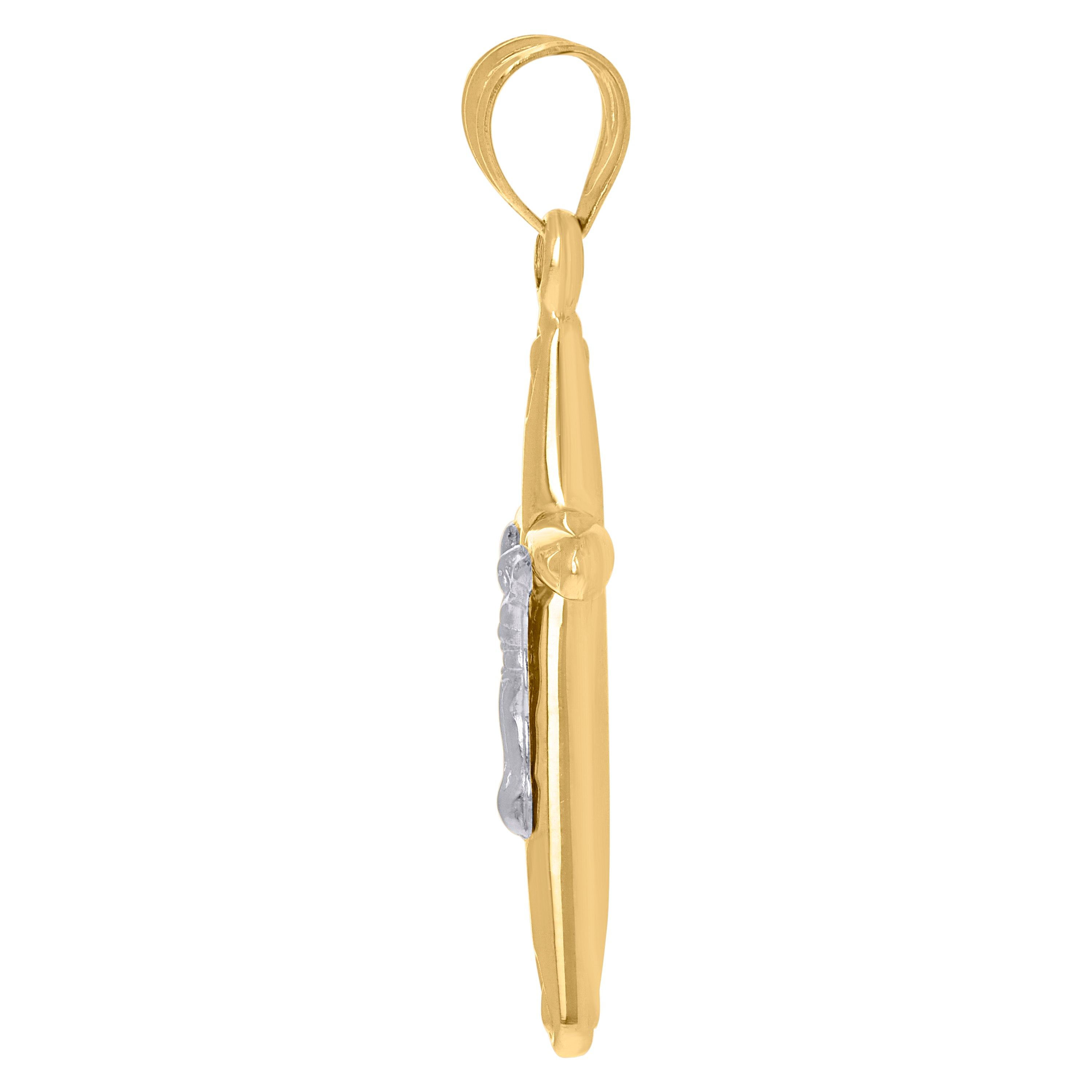 10Kt Two-Tone Gold Unisex Cubic-Zirconia Crucifix Cross Religious Charm Pendant