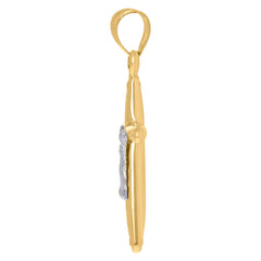 10Kt Two-Tone Gold Unisex Cubic-Zirconia Crucifix Cross Religious Charm Pendant