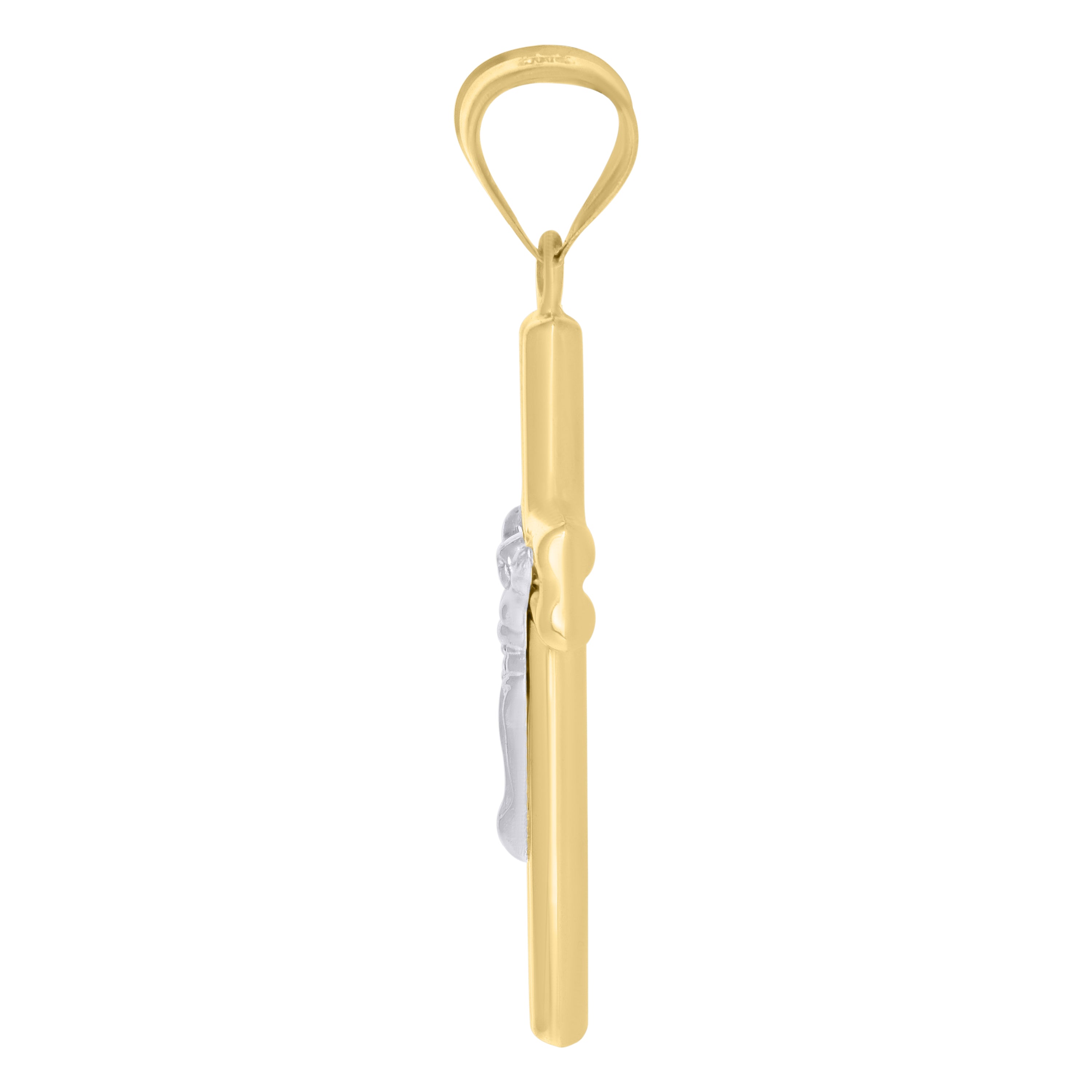 10kt Gold Two-Tone Diamond-Cut Unisex Jesus Religious Charm Pendant