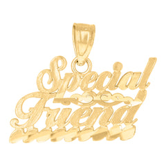 10kt Yellow Gold Diamond-Cut Unisex Special Friend Letter & Words Charm Pendant
