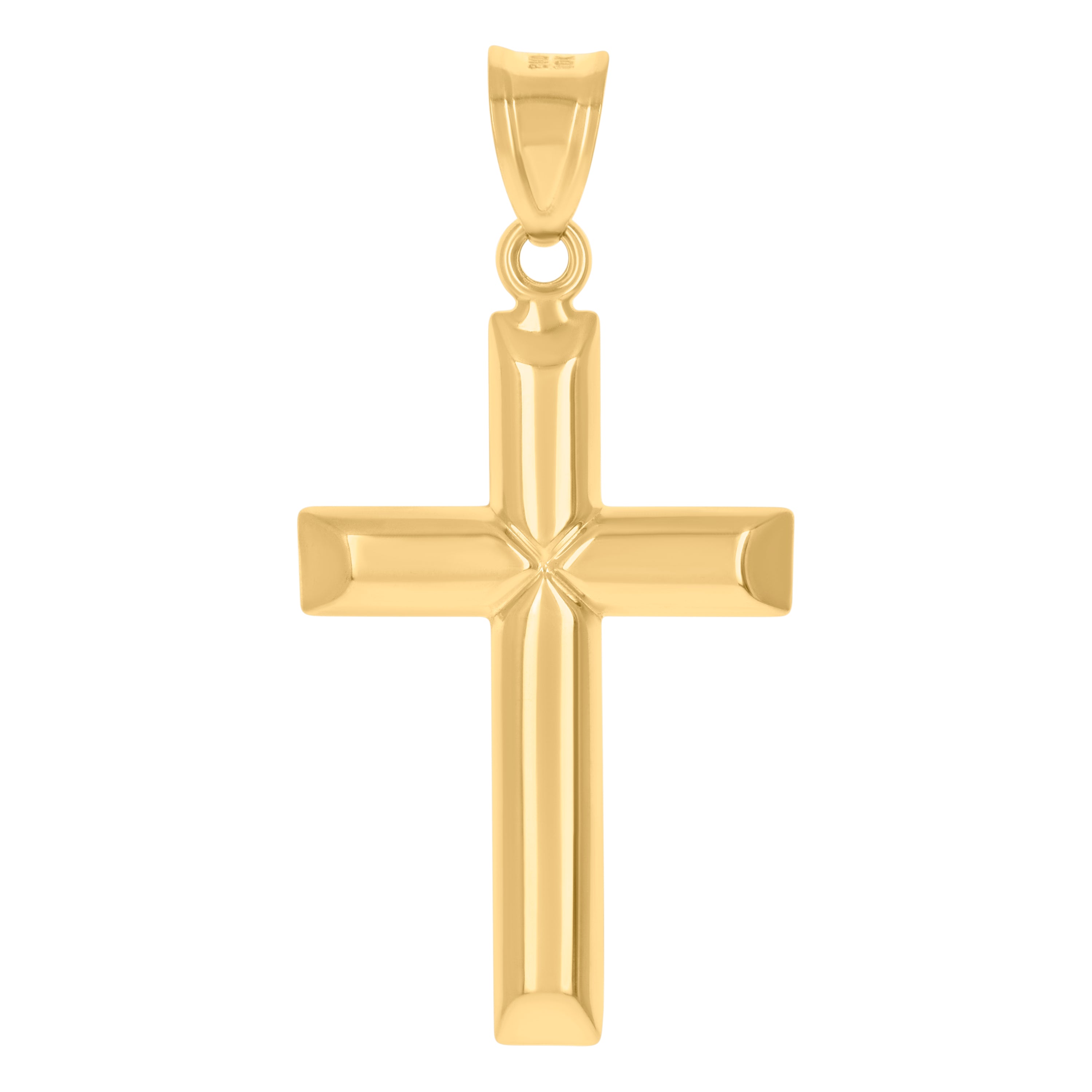 10kt Gold Two-Tone Diamond-Cut Mens Cross Religious Charm Pendant