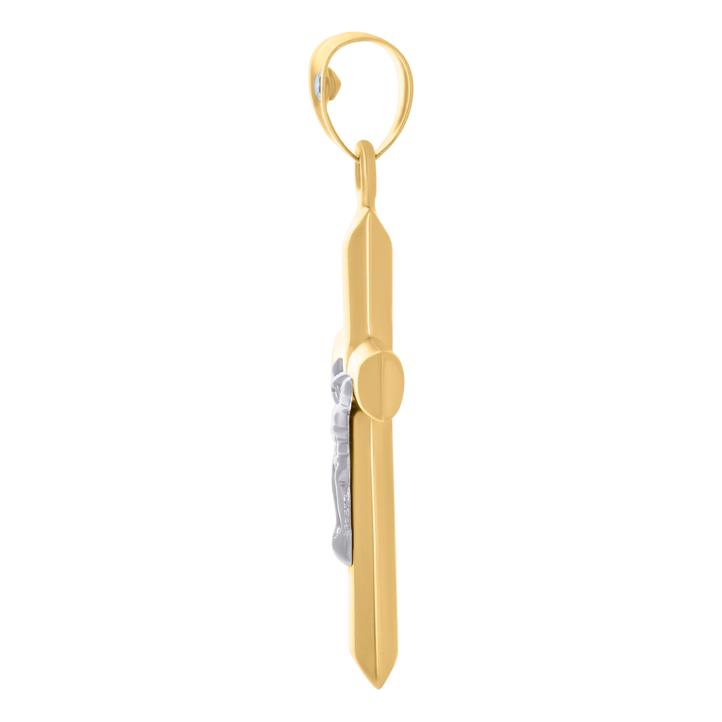 10kt Gold Two-Tone Diamond-Cut Mens Cross Religious Charm Pendant