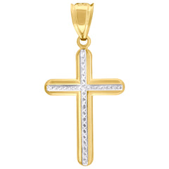 10kt Two-Tone Gold Unisex Diamond-Cut Initial K Charm Pendant