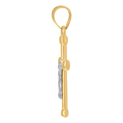 10kt Gold Two-Tone Mens Cross Crucifix Religious Charm Pendant