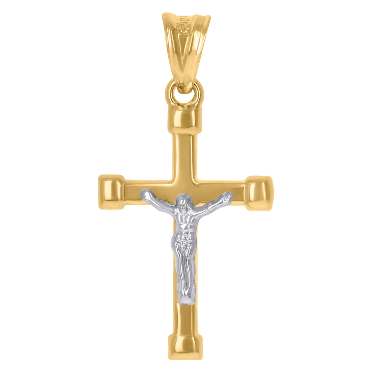 10kt Gold Two-Tone Mens Cross Crucifix Religious Charm Pendant