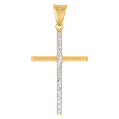 10Kt Two-Tone Gold Unisex Cubic-Zirconia Crucifix Cross Religious Charm Pendant