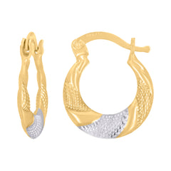 10kt Two-Tone Gold Womens Twisted Textured Hoop Earrings