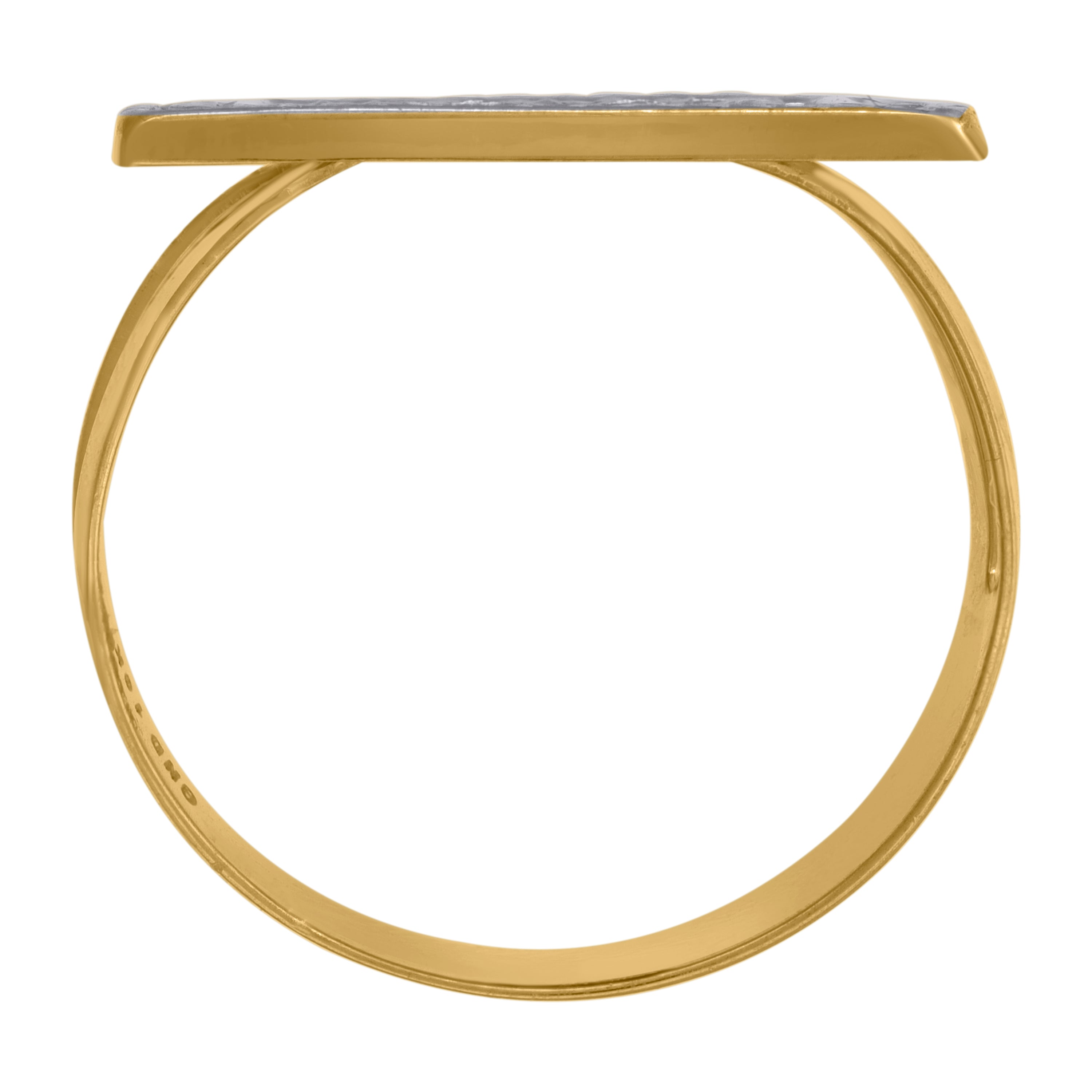 10kt Two-Tone Gold Mens Diamond-Cut Textured Initial Letter G Band Ring