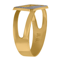 10kt Two-Tone Gold Mens Diamond-Cut Textured Initial Letter G Band Ring