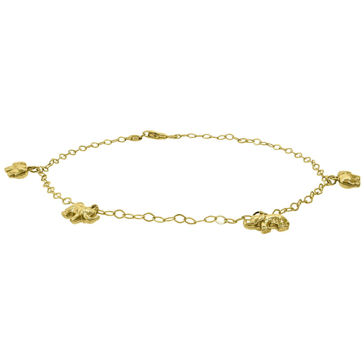 10kt Yellow Gold Womens Elephant Charms Anklet 10 Inches