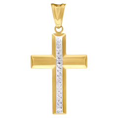 10kt Two-Tone Gold Unisex Diamond-Cut Initial H Charm Pendant