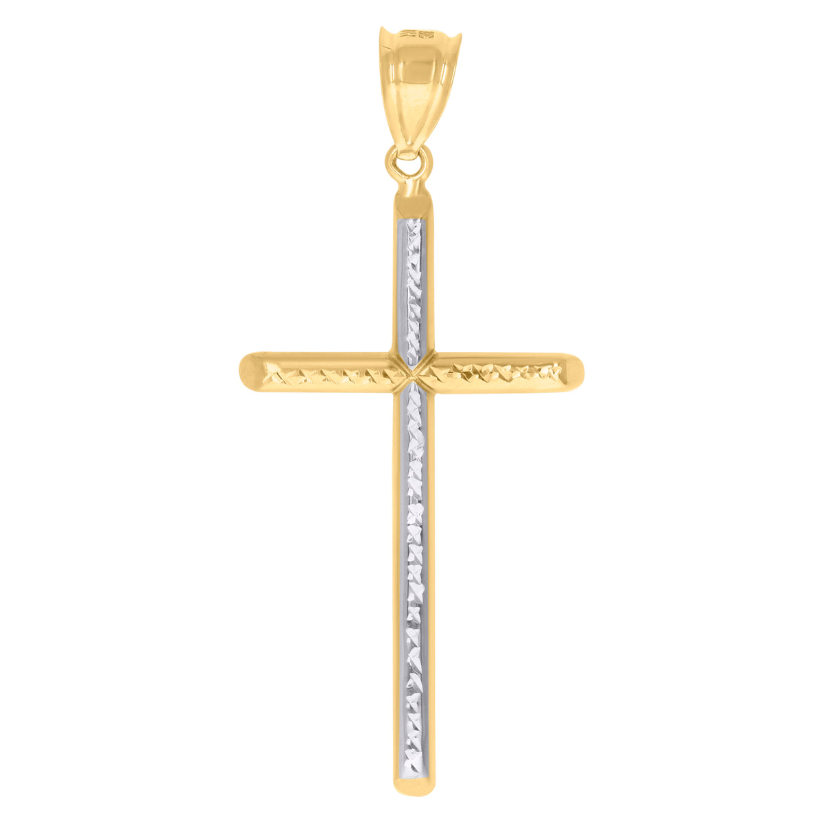10kt Two-Tone Gold Unisex Diamond-Cut Initial J Charm Pendant