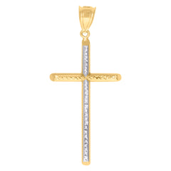 10kt Two-Tone Gold Unisex Diamond-Cut Initial J Charm Pendant