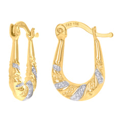 10kt Gold Two-Tone Womens Shrimp 13mm X19mm Hinged Hoops Huggies