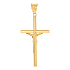 10kt Gold Two-Tone Mens Cross Crucifix Religious Charm Pendant