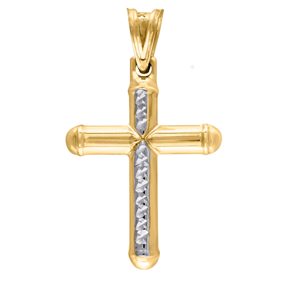 10kt Two-Tone Gold Unisex Diamond-Cut Initial M Charm Pendant