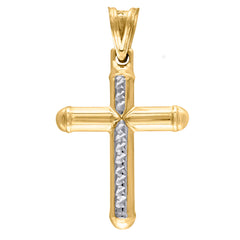 10kt Two-Tone Gold Unisex Diamond-Cut Initial M Charm Pendant