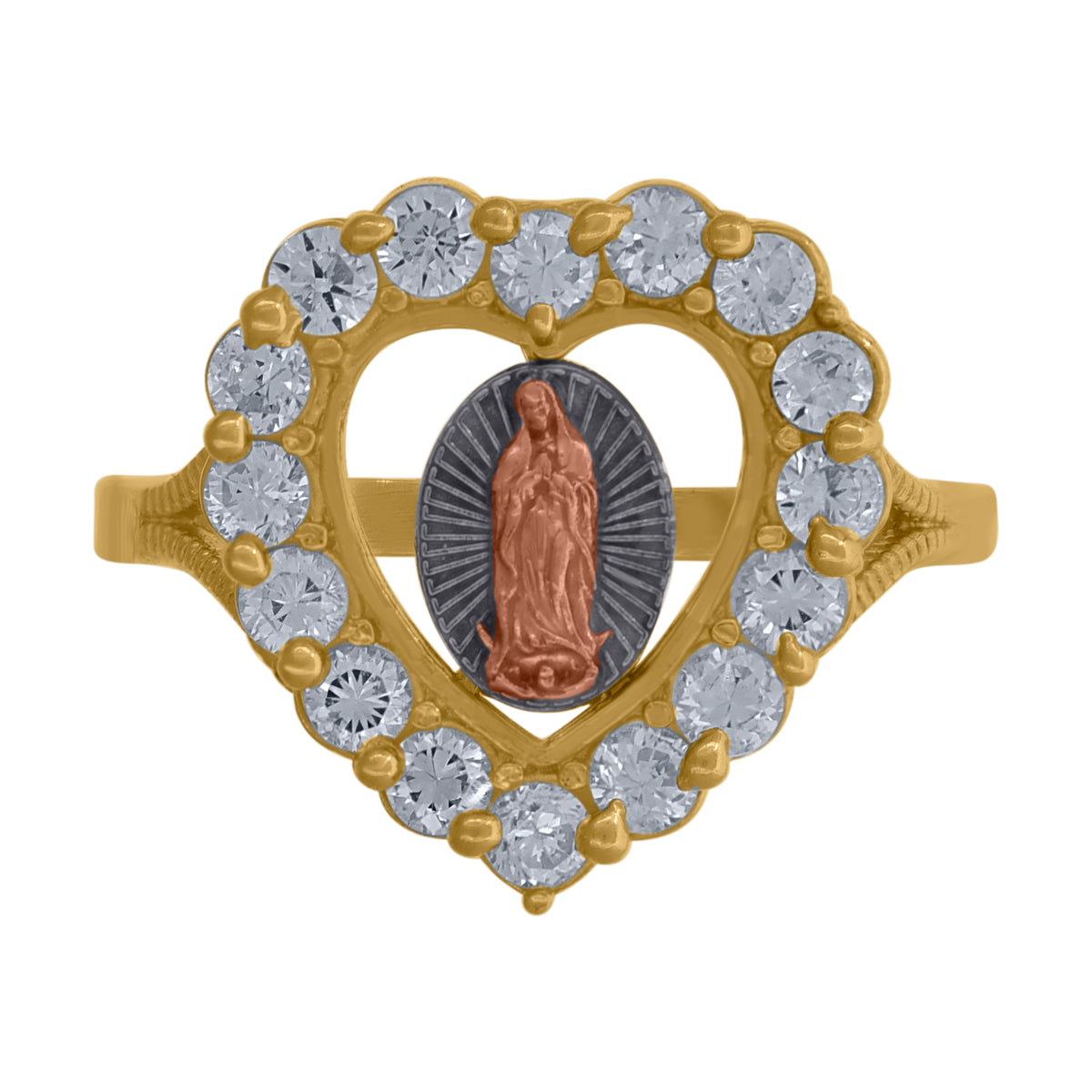10kt Two-tone Gold Womens Cubic-Zirconia Duo Bridal Ring Set