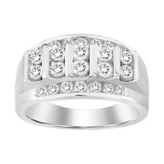 MEN'S BAND 1.50CT ROUND DIAMOND 10K WHITE GOLD