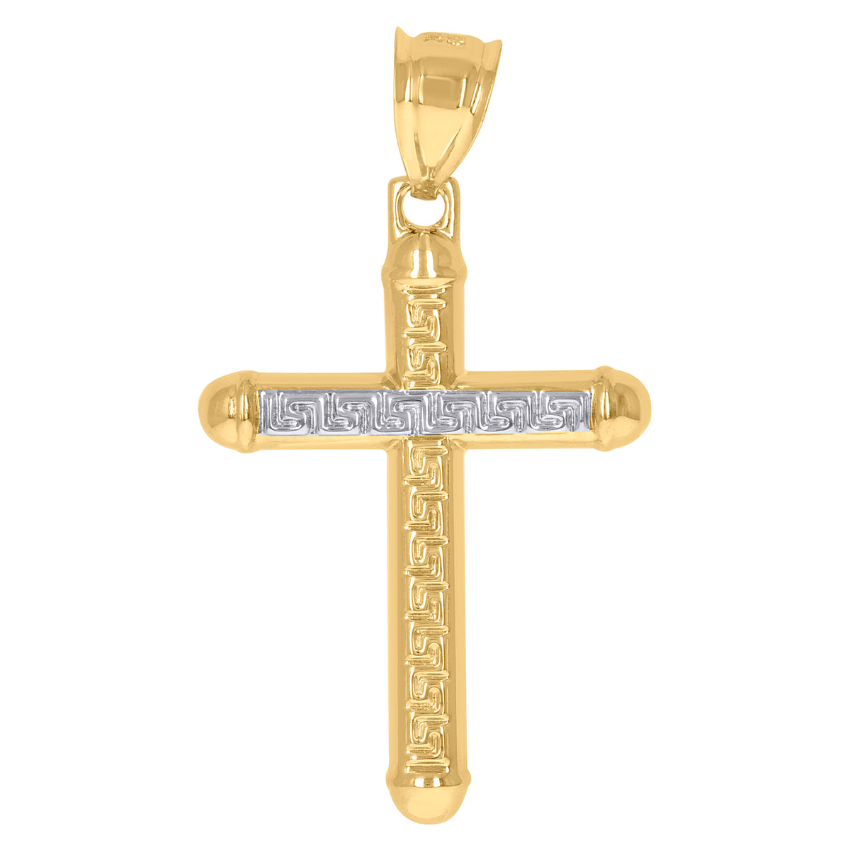 10kt Gold Two-Tone Mens Cross Religious Charm Pendant