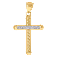 10kt Gold Two-Tone Mens Cross Religious Charm Pendant