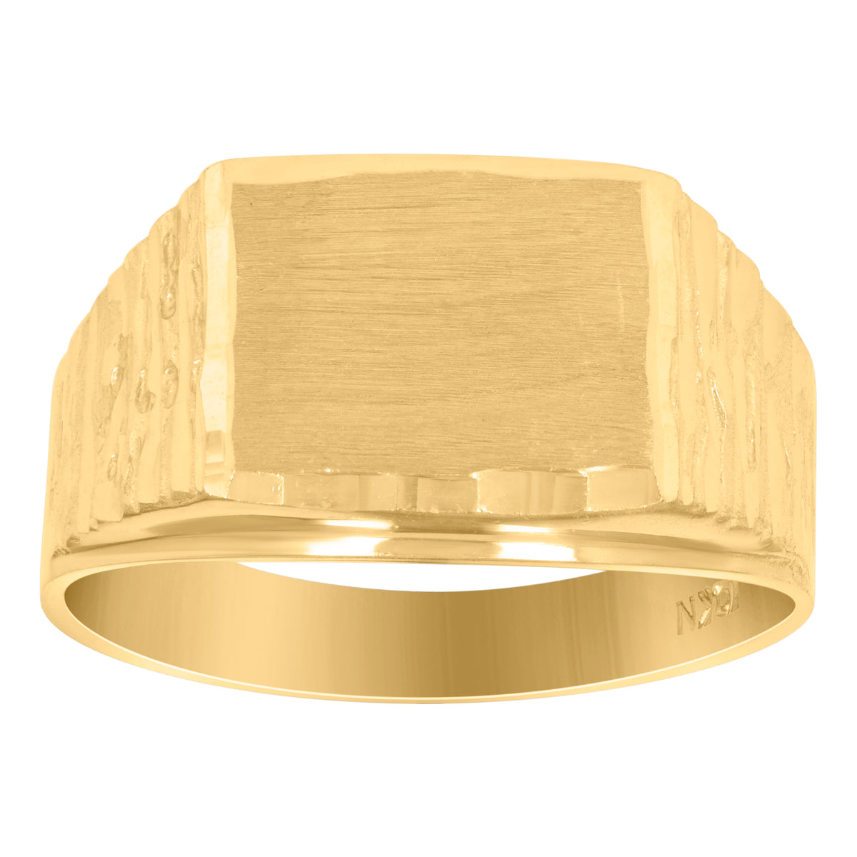 10kt Two-Tone Gold Mens Diamond-Cut Textured Initial Letter K Band Ring
