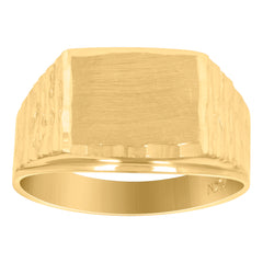 10kt Two-Tone Gold Mens Diamond-Cut Textured Initial Letter K Band Ring